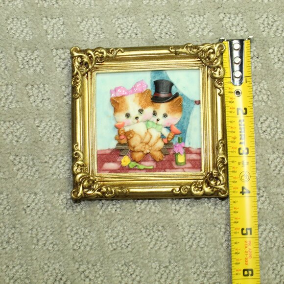 Miniature Cute & Funny Framed 4" x 4" Resin Cat Wall Art - Picture 2 of 4